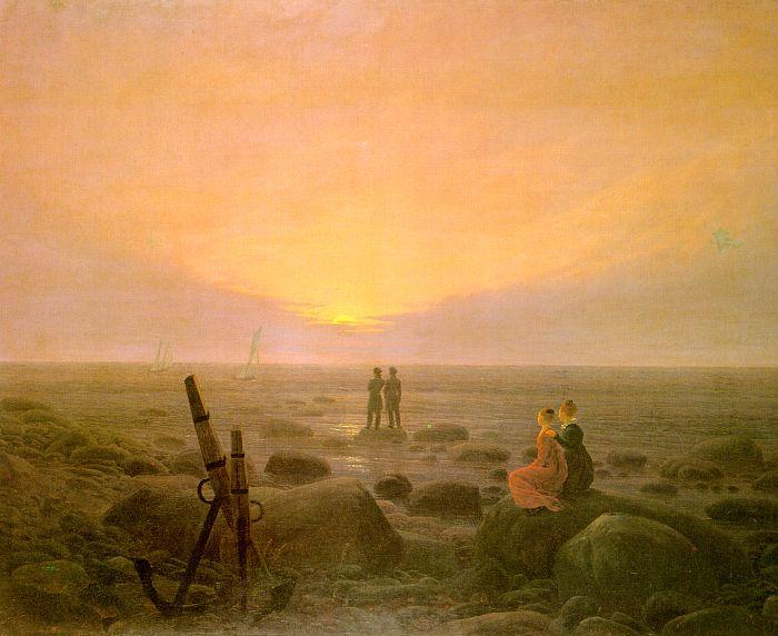 Caspar David Friedrich Moon Rising Over the Sea oil painting image